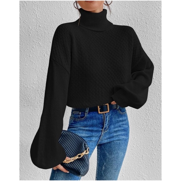 Cozy Turtleneck Reversible Balloon Sleeve Sweater - Picture 7 of 7